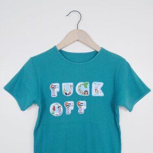 fck off fck you ribbed tee y2k 90s baby funny